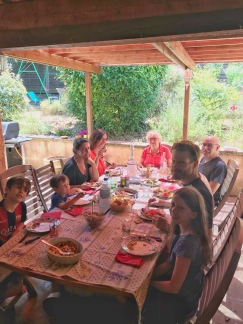 Dinner at Marjorie’s parents’ home in Aix.